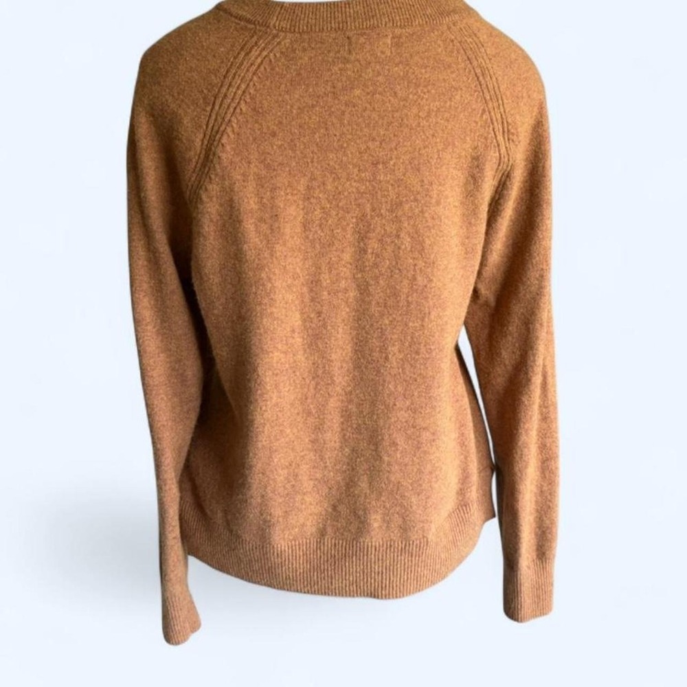 J.Crew Brown Heathered Cotton Wool Blend Raglan Crewneck Sweater Small - Picture 2 of 7